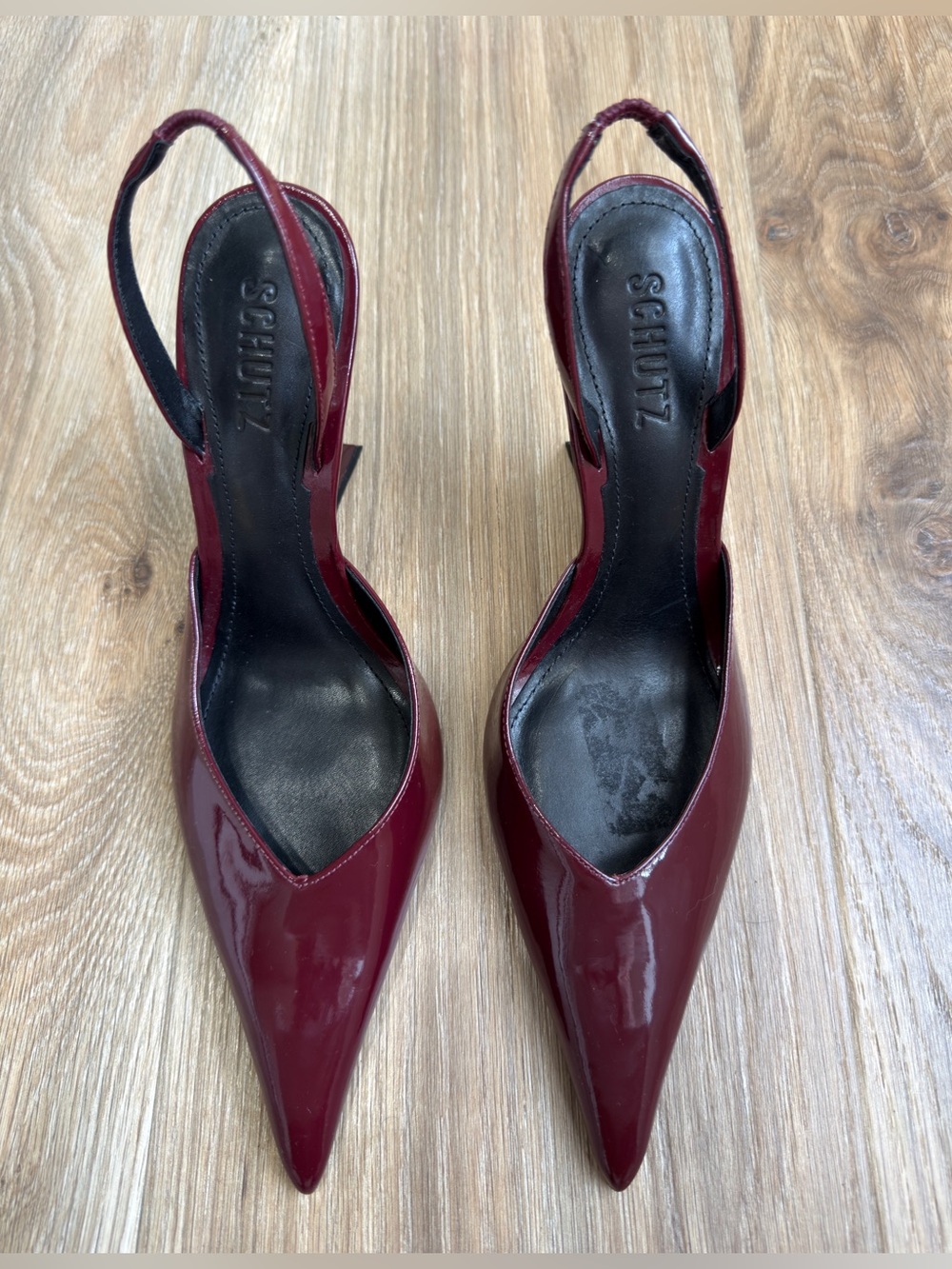 SCHUTZ Siena Rubi Wine Patent Slingback Wedge Pumps Size 9 - Picture 4 of 9